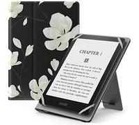 MoKo Universal Case for 6",7" Kindle eReaders Fire Tablet, Lightweight PU Leather Folio Shell Cover Case, with Hand Strap/Kickstand, Black & Magnolia