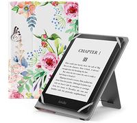 MoKo Universal Case for 6",7" Kindle eReaders - Kobo/Voyager/Lenovo/Sony, Lightweight PU Leather Folio Shell Cover Case, with Hand Strap/Kickstand, Flowers
