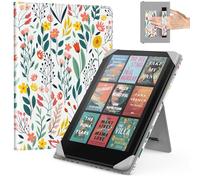 MoKo Universal Case for 6.8, 7 Inch Kindle Paperwhite eReaders and Tablets, Kindle Paperwhite/Colorsoft/Kobo Libra/Boox/Ocean, Lightweight Folio Shell Cover Case with Hand Strap/Kickstand, Flowers