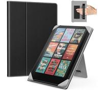 MoKo Universal Case for 6.8, 7 Inch Kindle Paperwhite eReaders and Tablets, Kindle Paperwhite/Colorsoft/Kobo Libra/Boox/Ocean, Lightweight Folio Shell Cover Case with Hand Strap/Kickstand,Lychee Black