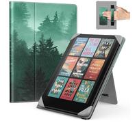 MoKo Universal Case for 6.8, 7 Inch Kindle Paperwhite eReaders and Tablets, Kindle Paperwhite/Colorsoft/Kobo Libra/Boox/Ocean, Lightweight Folio Shell Cover Case with Hand Strap/Kickstand,Green Forest