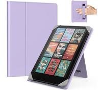 MoKo Universal Case for 6.8, 7 Inch Kindle Paperwhite eReaders Tablets, Kindle Paperwhite/Colorsoft/Kobo Libra/Boox/Ocean, Lightweight Folio Shell Cover Case with Hand Strap/Kickstand, Taro Purple