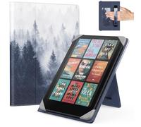 MoKo Universal Case for 6.8, 7 Inch Kindle Paperwhite eReaders Tablets, Kindle Paperwhite/Colorsoft/Kobo Libra/Boox/Ocean, Lightweight Folio Shell Cover Case with Hand Strap/Kickstand, Gray Forest