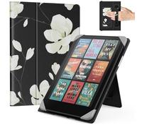 MoKo Universal Case for 6.8, 7 Inch Kindle Paperwhite eReaders Tablets, Kindle Paperwhite/Colorsoft/Kobo Libra/Boox/Ocean, Lightweight Folio Shell Cover Case with Hand Strap/Kickstand, Magnolia