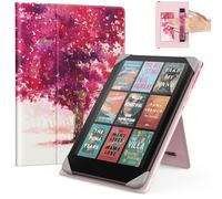 MoKo Universal Case for 6.8, 7 Inch Kindle Paperwhite eReaders Tablets, Kindle Paperwhite/Colorsoft/Kobo Libra/Boox/Ocean,Lightweight Folio Shell Cover Case with Hand Strap/Kicstand,Watercolor Scenery
