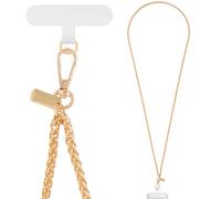 MoKo Universal Phone Lanyard, Metal Cell Phone Chain Crossbody Strap Anti-Theft Detachable Women Cellphone Lanyards Around The Neck with Patches for iPhone, Most Smartphones, Pale Gold