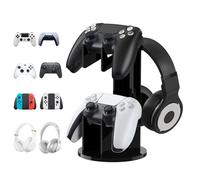 MoKo Universal Stand for Gamepad and Headphone Stand, 2 in 1 Game Controller Support Holder Storage Organizer for Switch/Switch 2, ps5, ps4, xbox One, Xbox Series, Gaming Accessories, Black