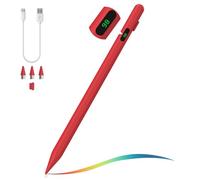 MoKo Universal Stylus Pen Compatible with iPad/iPhone/Samsung/Tablet Devices and Other iOS/Android Smartphone, Tablet Pen with Power Display, Red