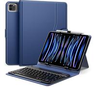 MoKo Universal Tablet Case with QWERTY Keyboard for 9",9.7",10.1",10.2",10.4",10.5",10.9",11" Tablet, with Removable Wireless Bluetooth Keyboard&Pen Holder for iPad Samsung Fire Pixel, Navy Blue
