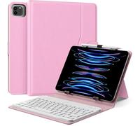 MoKo Universal Tablet Case with QWERTY Keyboard for 9",9.7",10.1",10.2",10.4",10.5",10.9",11" Tablets, with Removable Wireless Bluetooth Keyboard&Pen Holder for iPad, Samsung, Fire, Pixel, Other,Pink