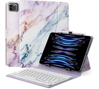 MoKo Universal Tablet Case with QWERTY Keyboard for 9",9.7",10.1",10.2",10.4",10.5",10.9",11" Tablets, with Removable Wireless Bluetooth Keyboard&Pen Holder for iPad Samsung Fire Pixel, Purple Marble