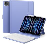 MoKo Universal Tablet Case with QWERTY Keyboard for 9",9.7",10.1",10.2",10.4",10.5",10.9" Tablet, with Removable Wireless Bluetooth Keyboard&Pen Holder for iPad, Samsung, Fire, Pixel, Other, Lavender