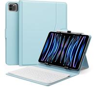 MoKo Universal Tablet Case with QWERTY Keyboard for 9",9.7",10.1",10.2",10.4",10.5",10.9" Tablet, with Removable Wireless Bluetooth Keyboard&Pen Holder for iPad, Samsung, Fire, Pixel, Other, Sky Blue