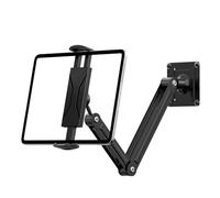 MoKo Universal Tablet Wall Mount, 360° Adjustable iPad Wall Mount for 4.7-14'' Phones and Tablets, Stretchable & Foldable iPad Wall Holder with Aluminium Alloy Long Arm for Kitchen/Gym/Office, Black