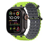 MoKo Upgraded Ocean Strap Compatible with Apple Watch Ultra 2/Ultra 49mm 46mm 45mm 44mm 42mm for Men Women,Silicone Sport Watch Band for iWatch Straps Series10/9/8/7/6/5/SE/SE2, Black/Lime&Gray