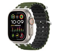 MoKo Upgraded Ocean Strap Compatible with Apple Watch Ultra 2/Ultra 49mm, 46mm, 45mm, 44mm, 42mm for Men Women, Silicone Sport Watch Band for iWatch Straps Series10/9/8/7/6/5/SE/SE2, Slr+AyGreen Black