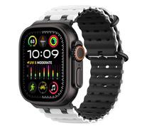 MoKo Upgraded Ocean Strap Compatible with Apple Watch Ultra 2/Ultra 49mm 46mm 45mm 44mm 42mm for Men Women,Silicone Sport Watch Band for iWatch Straps Series10/9/8/7/6/5/SE/SE2, Black/White&Black