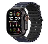 MoKo Upgraded Ocean Strap Compatible with Apple Watch Ultra 2/Ultra 49mm 46mm 45mm 44mm 42mm for Men Women,Silicone Sport Watch Band for iWatch Straps Series10/9/8/7/6/5/SE/SE2, Black/Navy Blue&Black
