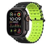 MoKo Upgraded Ocean Strap Compatible with Apple Watch Ultra 2/Ultra 49mm 46mm 45mm 44mm 42mm for Men Women,Silicone Sport Watch Band for iWatch Straps Series10/9/8/7/6/5/SE/SE2, Black/Black&Lime