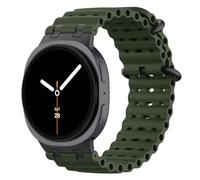 MoKo Upgraded Ocean Strap Compatible with Samsung Galaxy Watch 8 Strap 40mm 44mm/Galaxy Watch 8 Classic 46mm, Metal Connector Breathable Silicone Sport Band for Men Women, Black/Army Green