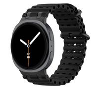 MoKo Upgraded Ocean Strap Compatible with Samsung Galaxy Watch 8 Strap 40mm 44mm/Galaxy Watch 8 Classic 46mm, Metal Connector Breathable Silicone Sport Band for Men Women, Black/Black