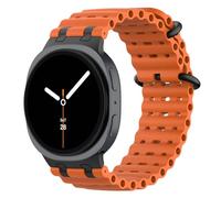 MoKo Upgraded Ocean Strap Compatible with Samsung Galaxy Watch 8 Strap 40mm 44mm/Galaxy Watch 8 Classic 46mm, Metal Connector Breathable Silicone Sport Band for Men Women, Black/Orange