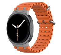 MoKo Upgraded Ocean Strap Compatible with Samsung Galaxy Watch 8 Strap 40mm 44mm/Galaxy Watch 8 Classic 46mm, Metal Connector Breathable Silicone Sport Band for Men Women, Tianium/Orange