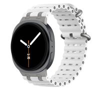 MoKo Upgraded Ocean Strap Compatible with Samsung Galaxy Watch 8 Strap 40mm 44mm/Galaxy Watch 8 Classic 46mm, Metal Connector Breathable Silicone Sport Band for Men Women, Titanium/White