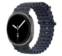 MoKo Upgraded Ocean Strap Compatible with Samsung Galaxy Watch 8 Strap 40mm 44mm/Galaxy Watch 8 Classic 46mm, Metal Connector Breathable Silicone Sport Band for Men Women, Black/Navy Blue