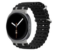 MoKo Upgraded Ocean Strap Compatible with Samsung Galaxy Watch 8 Strap 40mm 44mm/Galaxy Watch 8 Classic 46mm, Metal Connector Breathable Silicone Sport Band for Men Women, Tianium/Black