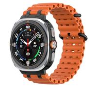 MoKo Upgraded Ocean Strap Compatible with Samsung Galaxy Watch Ultra Strap 47mm (2025/2024) Men Women, Metal Connector Breathable Silicone Sport Band for Samsung Watch 8/7 Ultra, Black/Orange