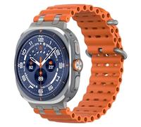 MoKo Upgraded Ocean Strap Compatible with Samsung Galaxy Watch Ultra Strap 47mm (2025/2024) Men Women, Metal Connector Breathable Silicone Sport Band for Samsung Watch 8/7 Ultra, Tianium/Orange