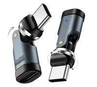 MoKo USB C 90 Degree Adapter 240W (2Pack) - Right Angle Type-C Adaptor, 180 & 360 Degree USBC to USB C Charging Adapter for iPhone 17 Air 16 15 Pro Max, MacBook/iPad, Galaxy, Gray