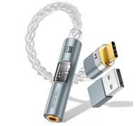 MoKo USB C to 3.5mm Audio Adapter - Dual Chip CX31993 MAX97220 DAC & HiFi Amplifier, Type C to Headphone 3.5mm Aux Jack Dongle for Android iPhone iPad Mac Windows Switch PS5, Gray