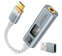 MoKo USB C to 3.5mm Audio Adapter, Dual DAC Chip CX31993 & MAX97220, 32bit/384KHz Audio Dongle with HiFi Amplifier, Type C to Headphone 3.5mm Aux Converter for iPhone Android iPad Mac PC, Grey
