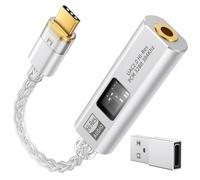 MoKo USB C to 3.5mm Audio Adapter, Dual DAC Chip CX31993 & MAX97220, 32bit/384KHz Audio Dongle with HiFi Amplifier, Type C to Headphone 3.5mm Aux Converter for iPhone Android iPad Mac PC, Silver
