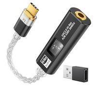 MoKo USB C to 3.5mm Audio Adapter, Dual DAC Chip CX31993 & MAX97220, 32bit/384KHz Audio Dongle with HiFi Amplifier, Type C to Headphone 3.5mm Aux Converter for iPhone Android iPad Mac PC, Black
