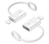 MoKo USB C to Lightning Adapter with 36W PD Fast Charging, USB-C Female to Lightning Male Adapter for iPhone 14/13/12/11/iPad/iPod/AirPods, with Anti-lost Loop, Not for Audio/OTG, White