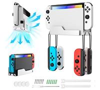 MoKo Wall Mount for Nintendo Switch/Switch OLED, Metal Wall Mount Bracket with 4 Joy-Con Hooks, Airflow Gap Design Fast Heat Dissipation, Safely Store Your Switch Near or Behind TV, White