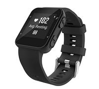 MoKo Watch Band Compatible with Forerunner 35/30, Soft Silicone Watch Band Sport Bracelet Strap with 6pcs Screws and 2pcs Screwdrivers for Forerunner 35 GPS Running Smart Watch, Black