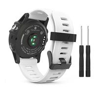 MoKo Watch Band Compatible with Garmin Fenix 3/3 HR,Soft Silicone Replacement Strap for Fenix 5X/5X Plus/Tactix Charlie/Descent Mk1/Quatix 3, White