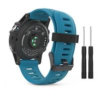 MoKo Watch Band Compatible with Garmin Fenix 3/3 HR, Soft Silicone Replacement Strap for Fenix 5X/5X Plus/Tactix Charlie/Descent Mk1/Quatix 3, Blue