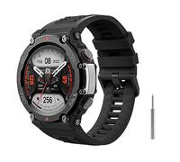 MoKo Watch Strap Compatible with Amazfit T-Rex 2 Outdoor GPS Smartwatch, Soft Silicone Replacement Band Sport Wristband with a Metal Screwdriver, Black