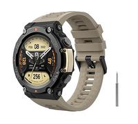 MoKo Watch Strap Compatible with Amazfit T-Rex 2 Outdoor GPS Smartwatch, Soft Silicone Replacement Band Sport Wristband with a Metal Screwdriver, Rock Gray