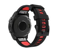 MoKo Watch Strap Compatible with Garmin Fenix 7/7 Pro/6/6 Pro/5/5 Plus/Forerunner 965/955/945/Instinct Solar/Instinct 2, Quick Fit 22mm Soft Silicone Replacement Band Sport Wristband, Black/Red