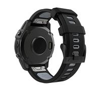 MoKo Watch Strap Compatible with Garmin Fenix 7/7 Pro/6/6 Pro/5/5 Plus/Forerunner 965/955/945/Instinct Solar/Instinct 2, Quick Fit 22mm Soft Silicone Replacement Band Sport Wristband, Black/Gray