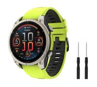 MoKo Watch Strap Compatible with Garmin Fenix 8/E 47 mm/Fenix 7/7 Pro/Fenix 6/6 Pro/Fenix 5/5 Plus/Forerunner 935 945 955 965, 22 mm QuickFit Soft Watch Strap, BlackButtonLimeGreenGray
