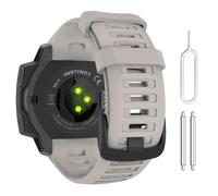 MoKo Watch Strap Compatible with Garmin Instinct Esports/Solar/Tactical/Tide Military Watch,Soft Silicone Adjustable Replacement Band Fit Garmin Instinct 2 Sports GPS Smart Watch, Tundra