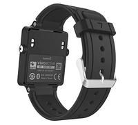 MoKo Watch Strap Compatible with Garmin Vivoactive, Soft Silicone Replacement Fitness Band Wristband with Metal Clasp for Vivoactive/Vivoactive Acetate Sports GPS Smart Watch - BLACK