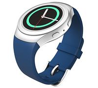 MoKo Watch Strap Compatible with Samsung Gear S2 Smart Watch, Soft Silicone Replacement Sport Band for Gear S2 SM-R720/SM-R730, Dark Imperial BLUE